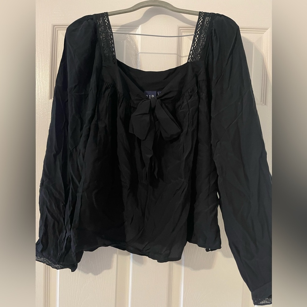 GAP Black Women's Blouse with Bow Detail